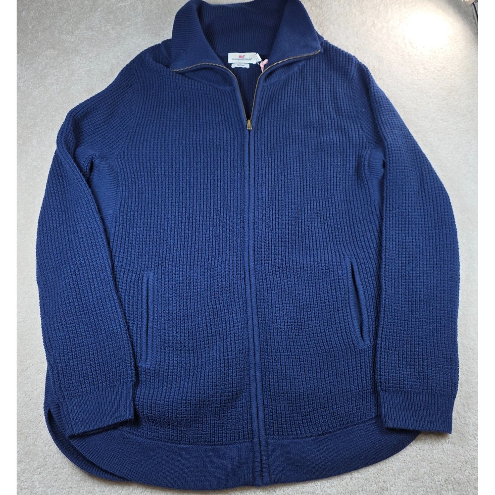 Vineyard Vines Sweater Womens S Deep Bay Merino Wool Waffleβ Knit Full Zip NWT